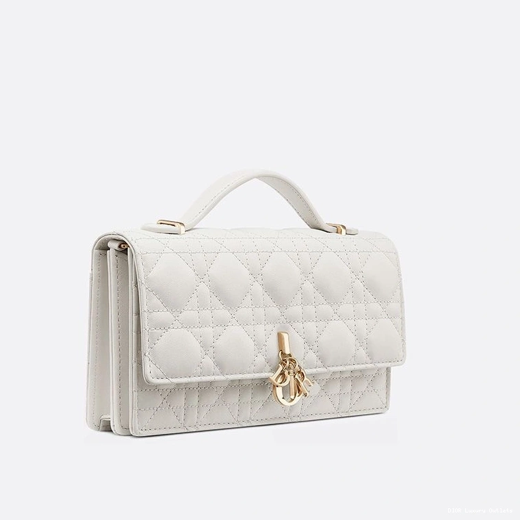 Cheap Cannage Top Lambskin Mini Dior White Bag Miss Handle 0803 Luxury